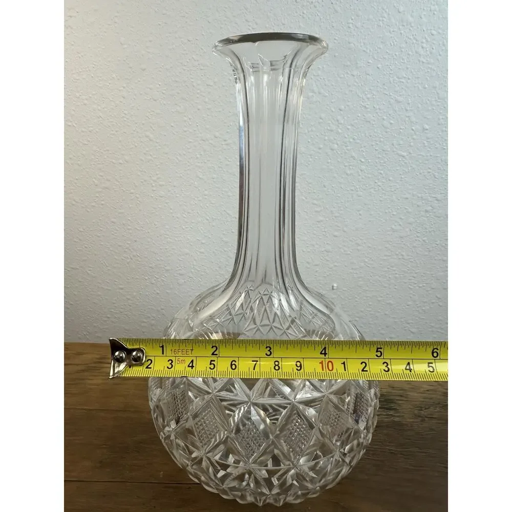 Antique Vintage Cut Crystal Decanter Tall Neck Starburst Base Bareware